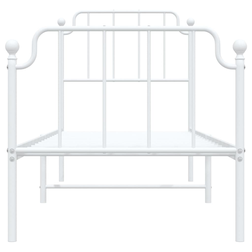 vidaXL Metalowa rama łóżka z wezgłowiem i zanóżkiem, biała, 75x190 cm