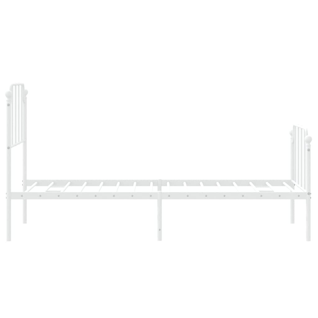 vidaXL Metalowa rama łóżka z wezgłowiem i zanóżkiem, biała, 75x190 cm