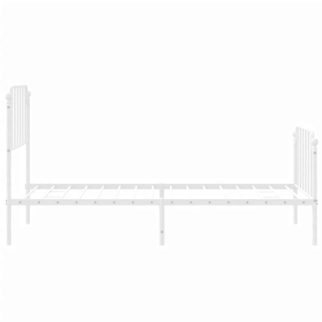 vidaXL Metalowa rama łóżka z wezgłowiem i zanóżkiem, biała, 90x200 cm