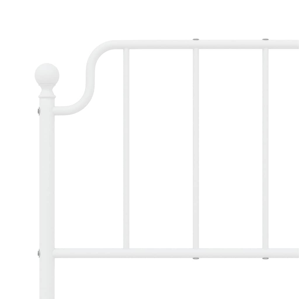 vidaXL Metalowa rama łóżka z wezgłowiem i zanóżkiem, biała, 135x190 cm