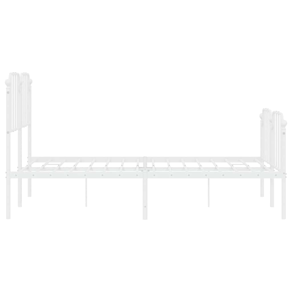 vidaXL Metalowa rama łóżka z wezgłowiem i zanóżkiem, biała, 150x200 cm