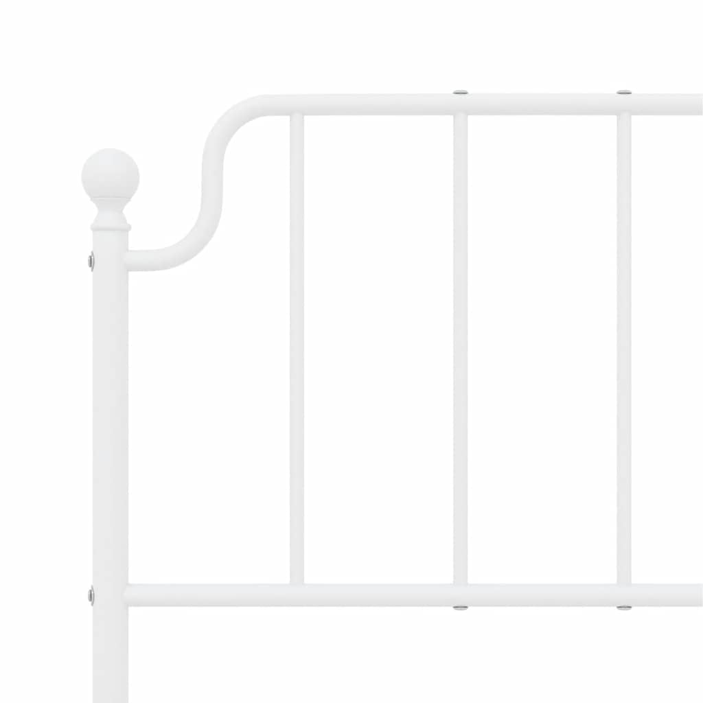 vidaXL Metalowa rama łóżka z wezgłowiem i zanóżkiem, biała, 150x200 cm