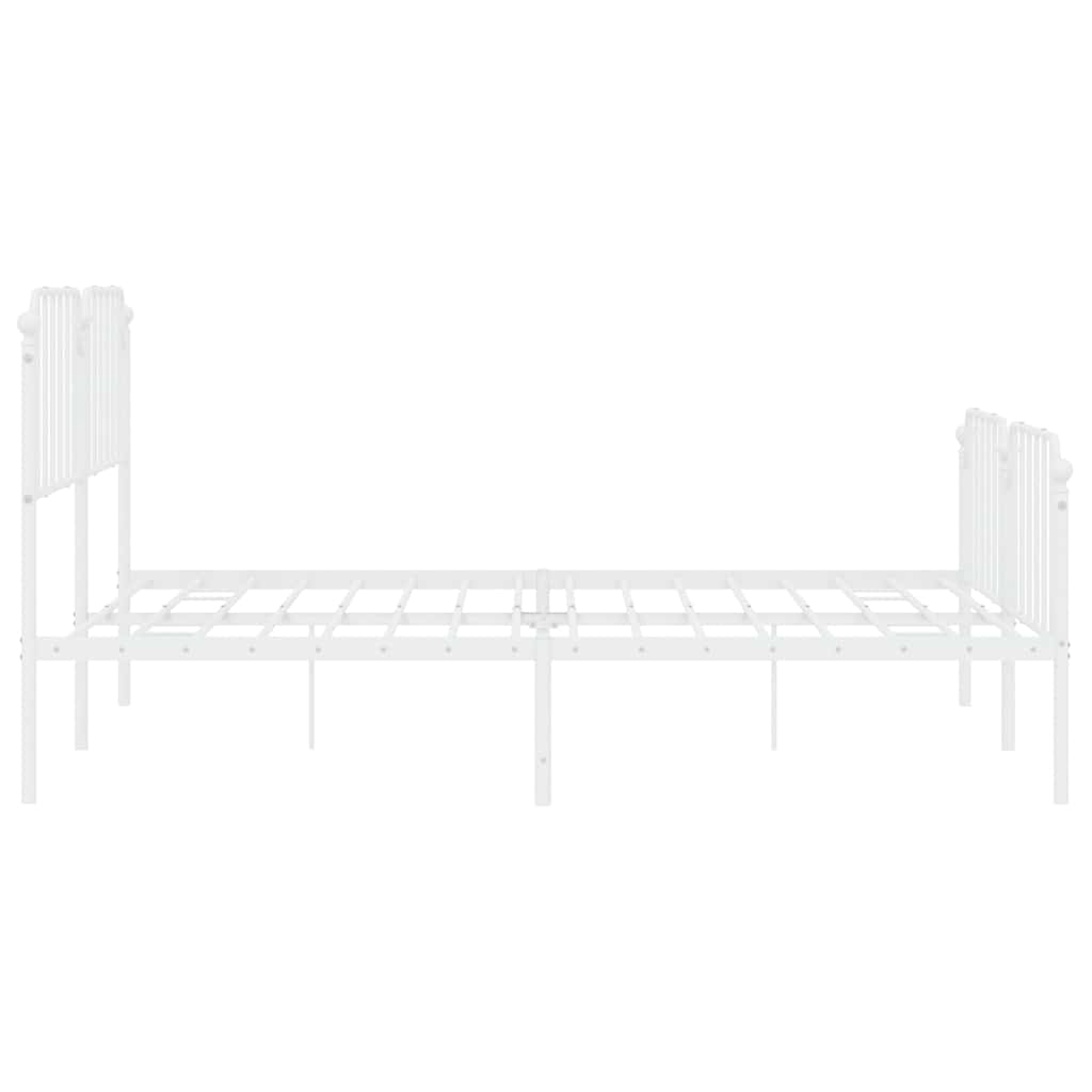 vidaXL Metalowa rama łóżka z wezgłowiem i zanóżkiem, biała, 183x213 cm