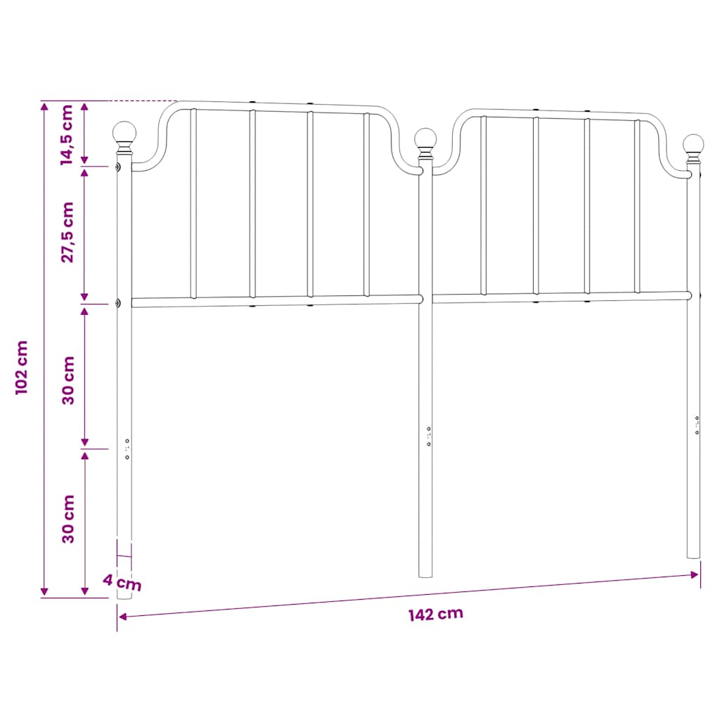 vidaXL Metalowe wymienne wezgłowie, białe, 135 cm