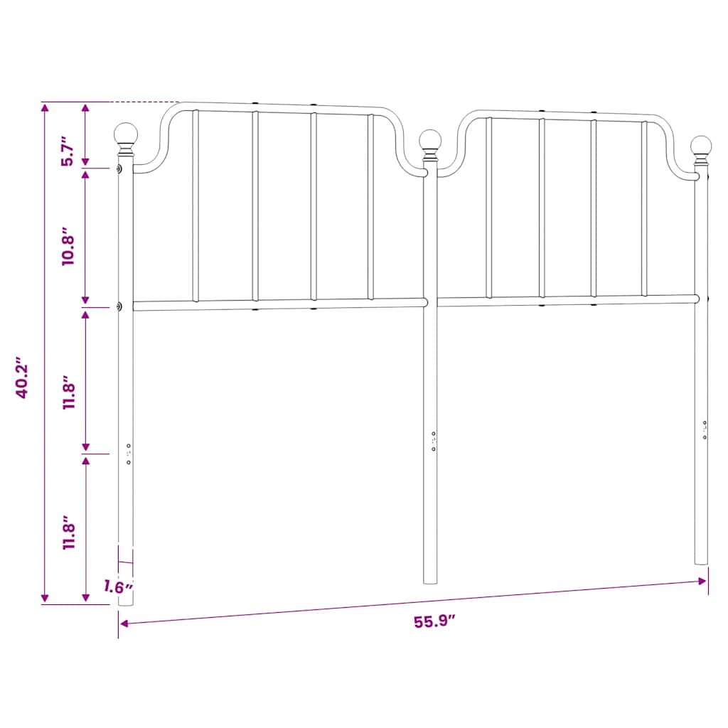 vidaXL Metalowe wymienne wezgłowie, białe, 135 cm