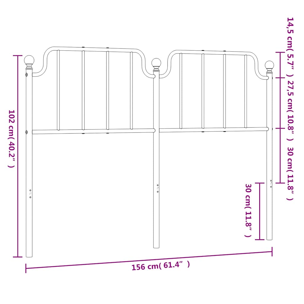 vidaXL Metalowe wymienne wezgłowie, białe, 150 cm