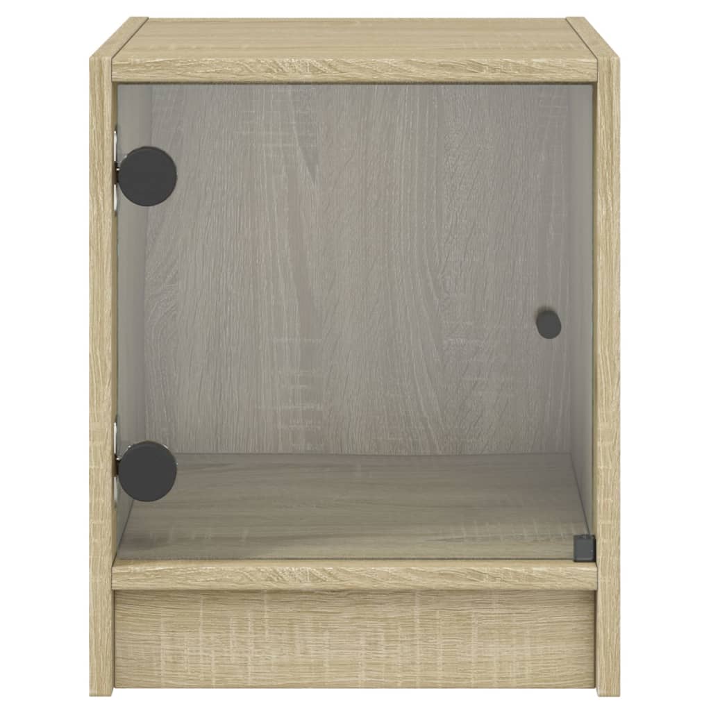 vidaXL Szafki nocne, 2 szt., szklane drzwi, dąb sonoma, 35x37x42 cm