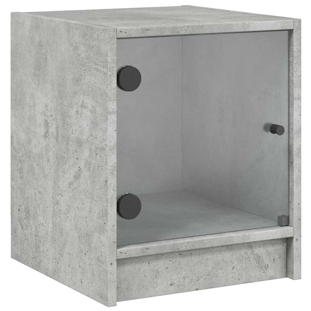 vidaXL Szafki nocne, 2 szt., szklane drzwi, szary beton, 35x37x42 cm