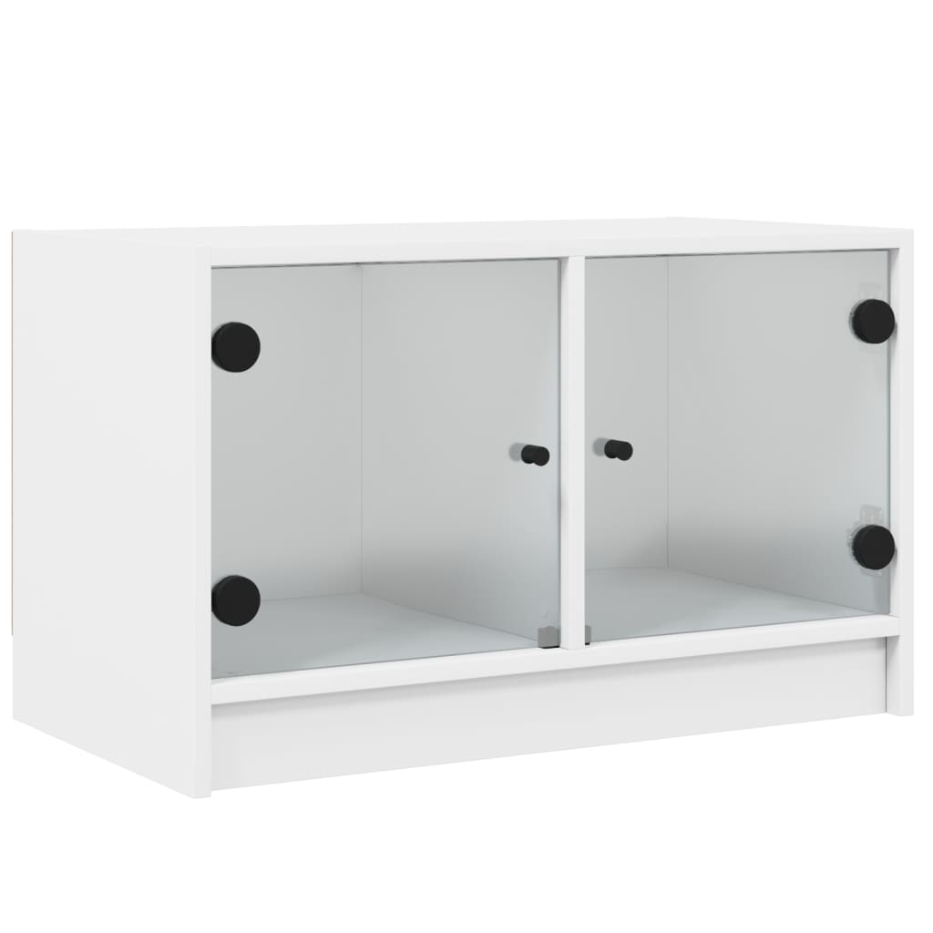 vidaXL Szafka TV ze szklanymi drzwiami, biała, 68x37x42 cm