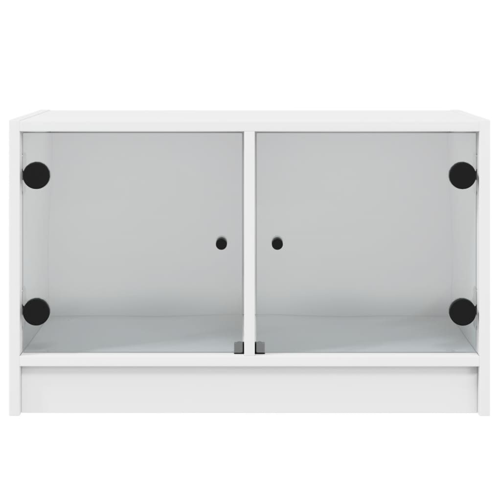 vidaXL Szafka TV ze szklanymi drzwiami, biała, 68x37x42 cm