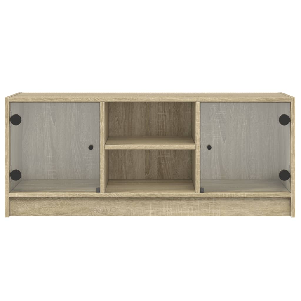 vidaXL Szafka TV ze szklanymi drzwiami, dąb sonoma, 102x37x42 cm