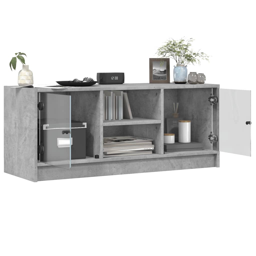 vidaXL Szafka TV ze szklanymi drzwiami, szarość betonu, 102x37x42 cm