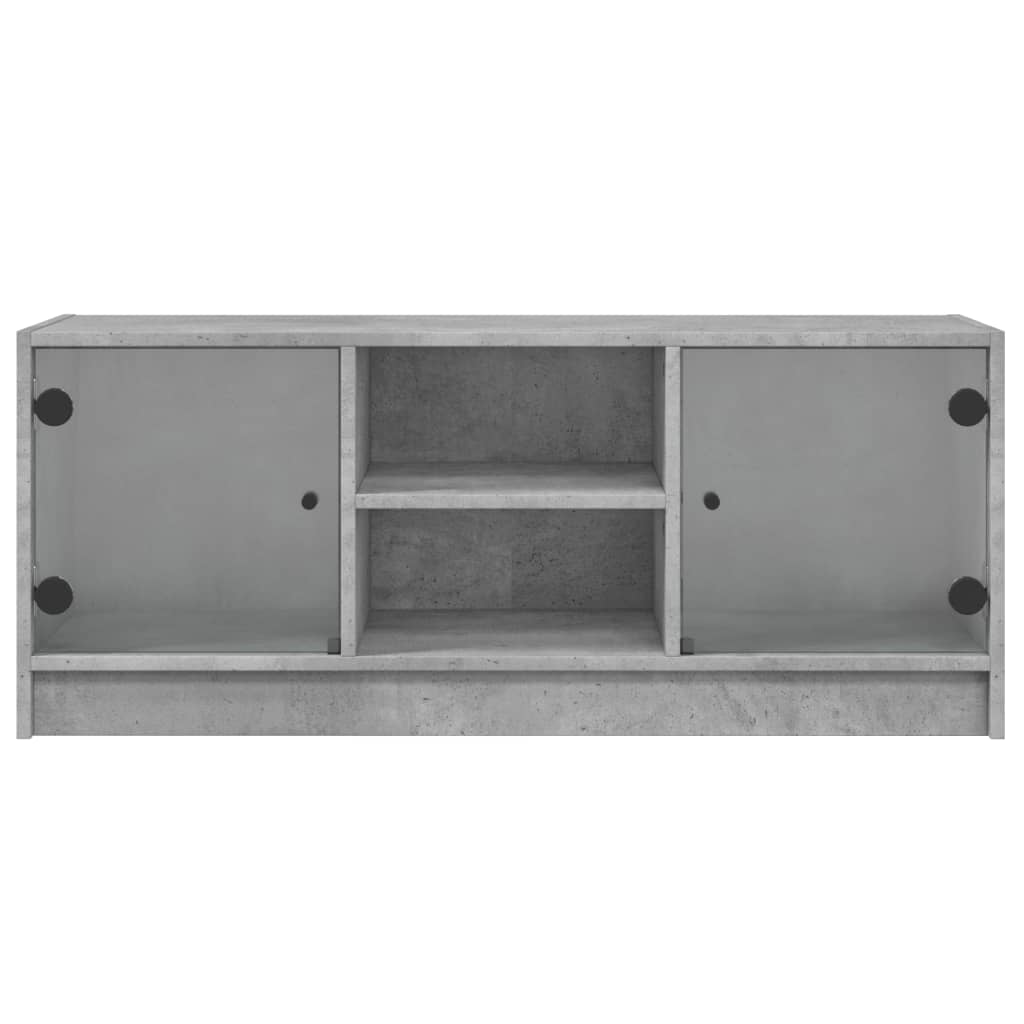 vidaXL Szafka TV ze szklanymi drzwiami, szarość betonu, 102x37x42 cm