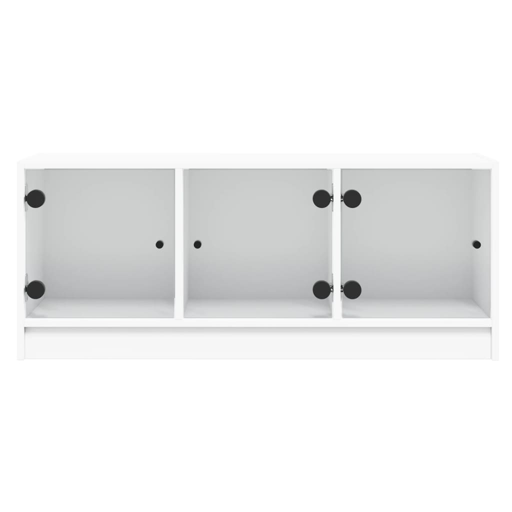 vidaXL Szafka TV ze szklanymi drzwiami, biała, 102x37x42 cm