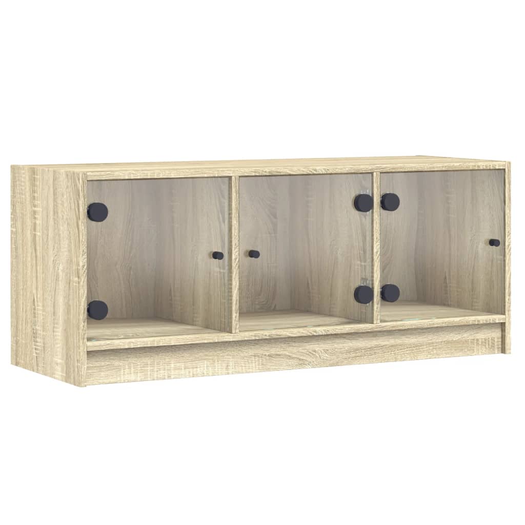 vidaXL Szafka TV ze szklanymi drzwiami, dąb sonoma, 102x37x42 cm