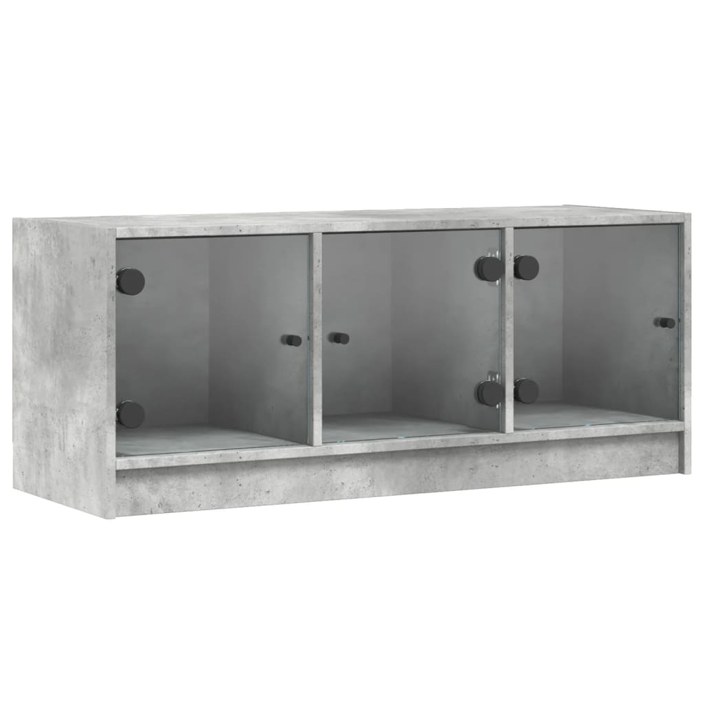 vidaXL Szafka TV ze szklanymi drzwiami, szarość betonu, 102x37x42 cm