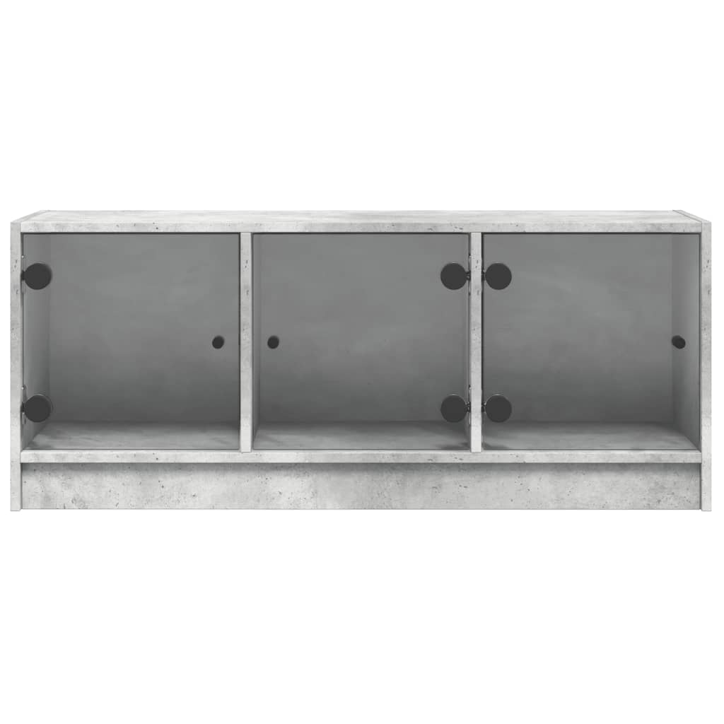 vidaXL Szafka TV ze szklanymi drzwiami, szarość betonu, 102x37x42 cm
