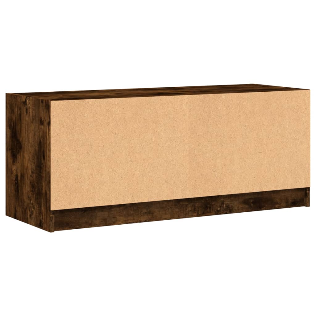 vidaXL Szafka TV ze szklanymi drzwiami, przydymiony dąb, 102x37x42 cm