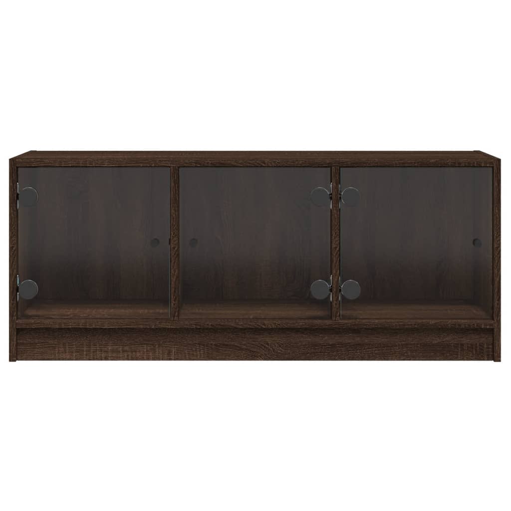 vidaXL Szafka TV ze szklanymi drzwiami, brązowy dąb, 102x37x42 cm