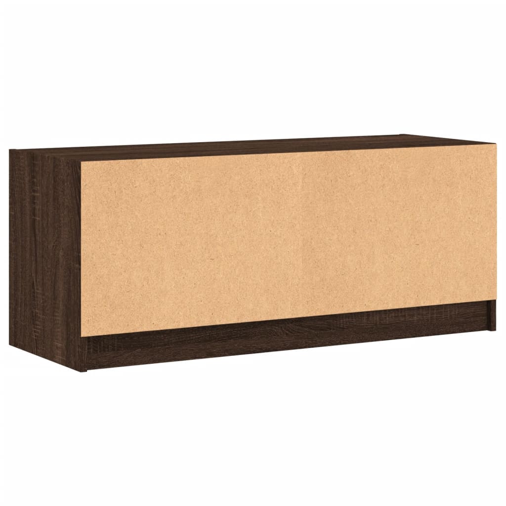 vidaXL Szafka TV ze szklanymi drzwiami, brązowy dąb, 102x37x42 cm