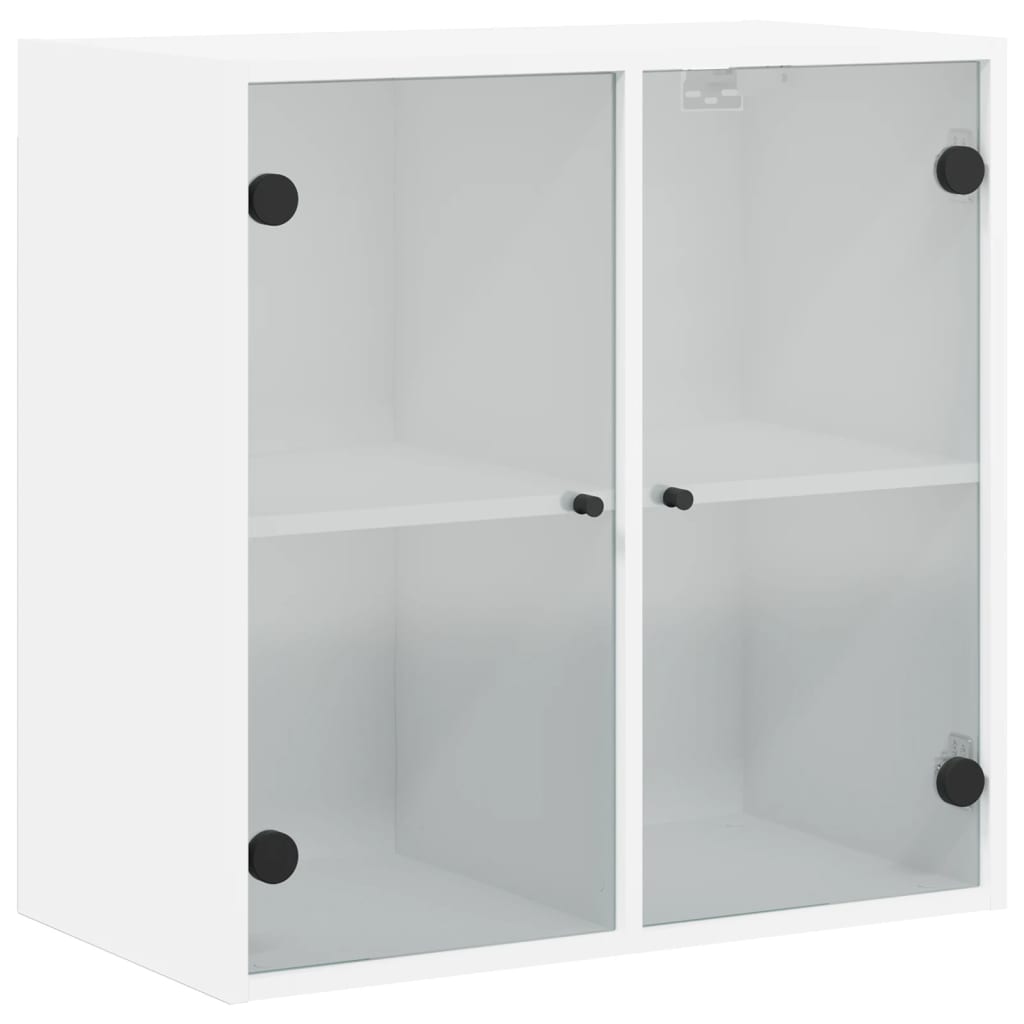 vidaXL Szafka wisząca ze szklanymi drzwiami, biała, 68x37x68,5 cm