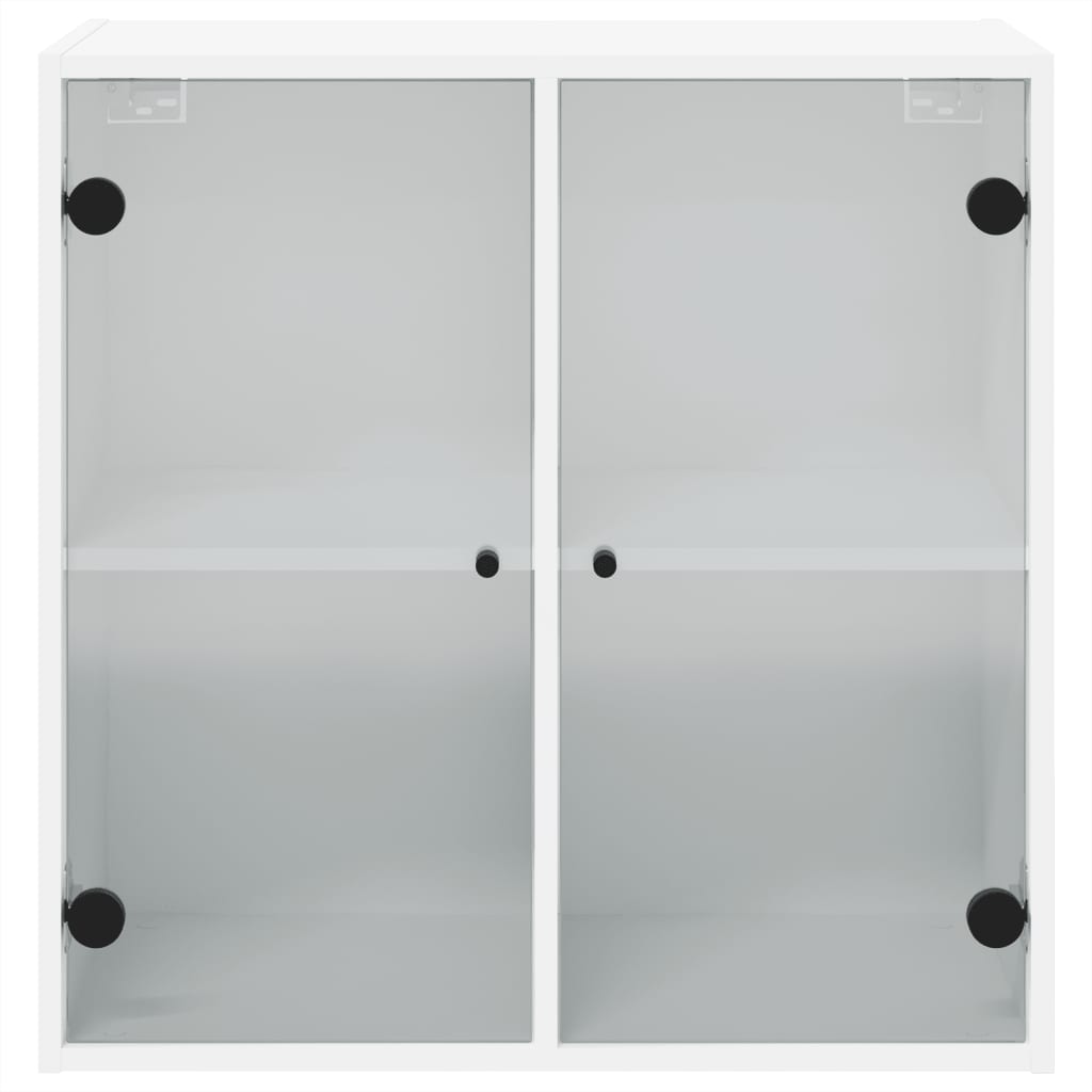vidaXL Szafka wisząca ze szklanymi drzwiami, biała, 68x37x68,5 cm