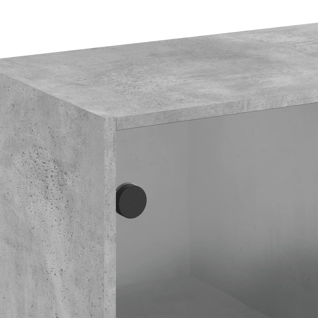 vidaXL Szafka wisząca, szklane drzwi, szarość betonu, 68x37x68,5 cm