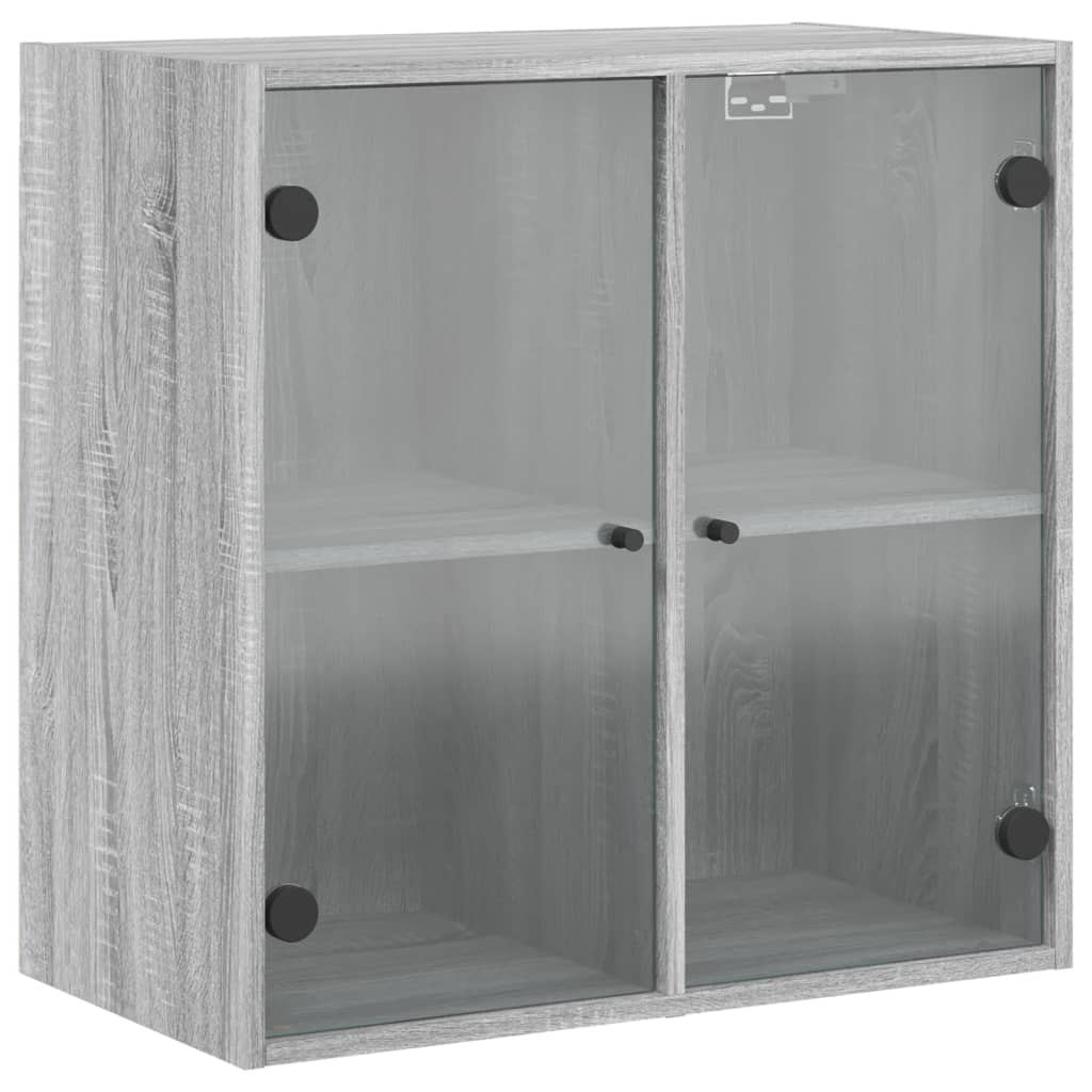 vidaXL Szafka wisząca, szklane drzwi, szary dąb sonoma, 68x37x68,5 cm