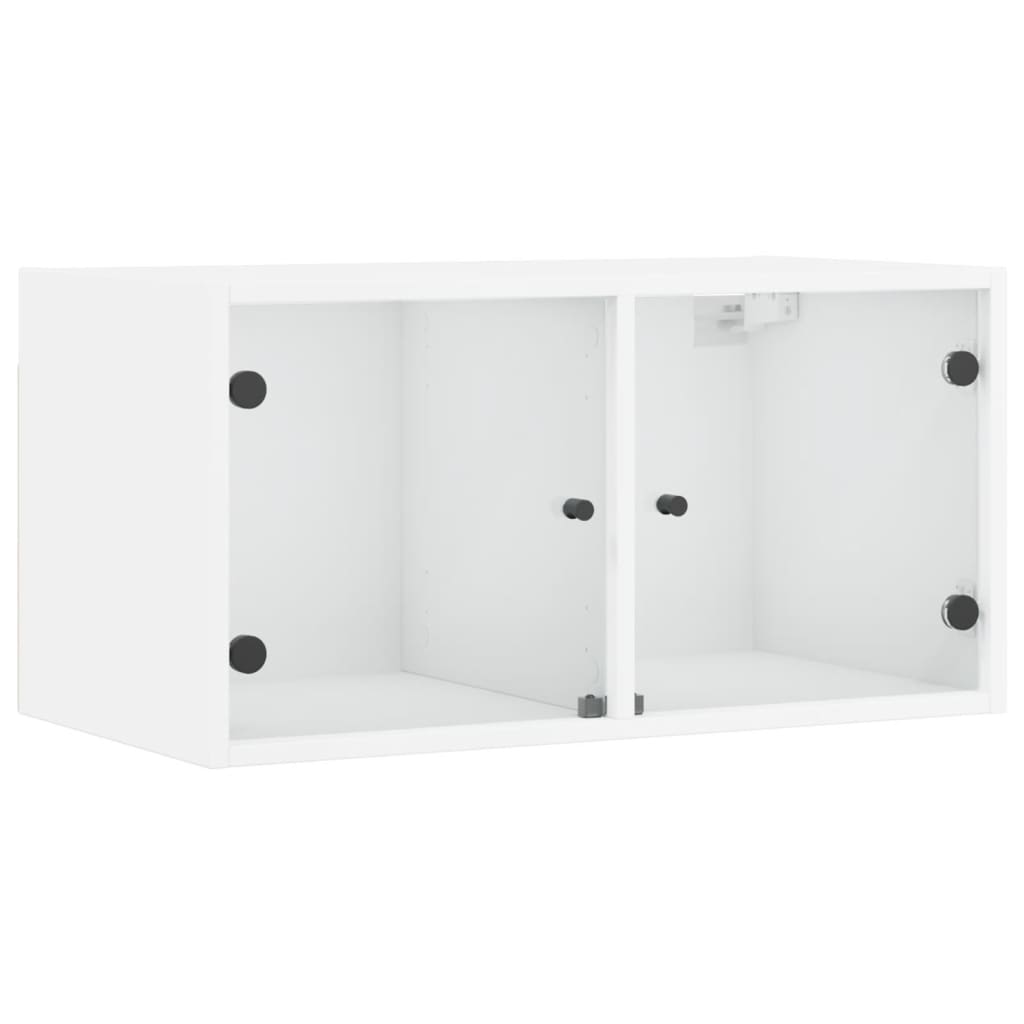 vidaXL Szafka wisząca ze szklanymi drzwiami, biała, 68,5x37x35 cm