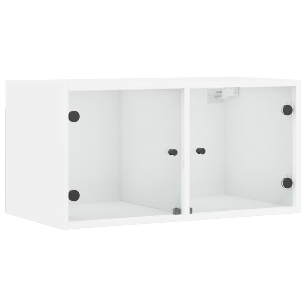 vidaXL Szafki wiszące, 2 szt., szklane drzwi, białe, 68,5x37x35 cm