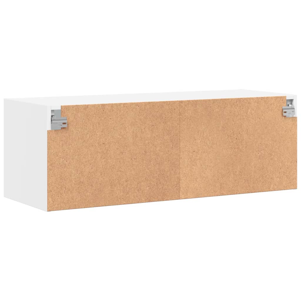 vidaXL Szafka wisząca ze szklanymi drzwiami, biała, 102x37x35 cm