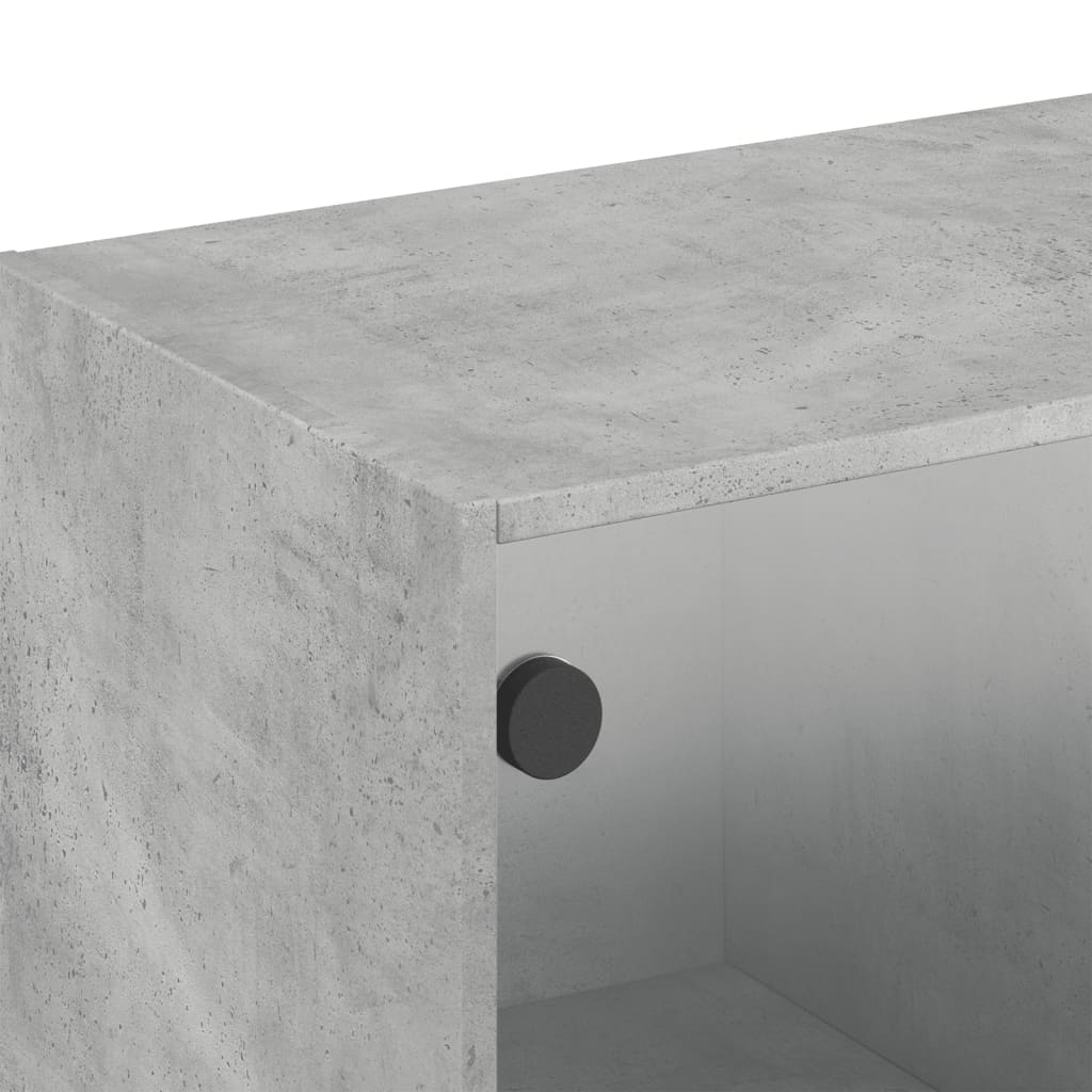 vidaXL Szafka wisząca, szklane drzwi, szarość betonu, 102x37x35 cm