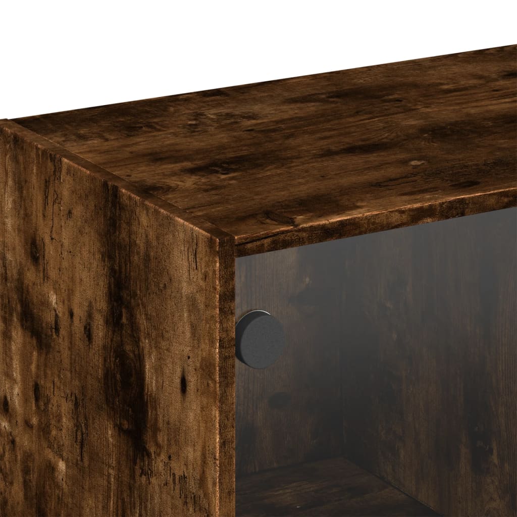 vidaXL Szafka wisząca, szklane drzwi, przydymiony dąb, 102x37x35 cm