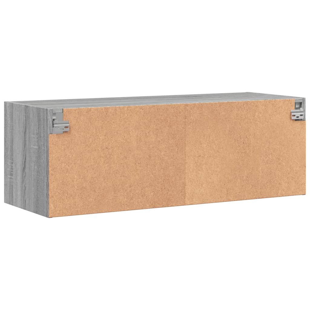vidaXL Szafka wisząca, szklane drzwi, szary dąb sonoma, 102x37x35 cm