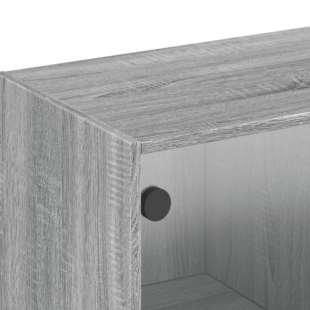 vidaXL Szafka wisząca, szklane drzwi, szary dąb sonoma, 102x37x35 cm