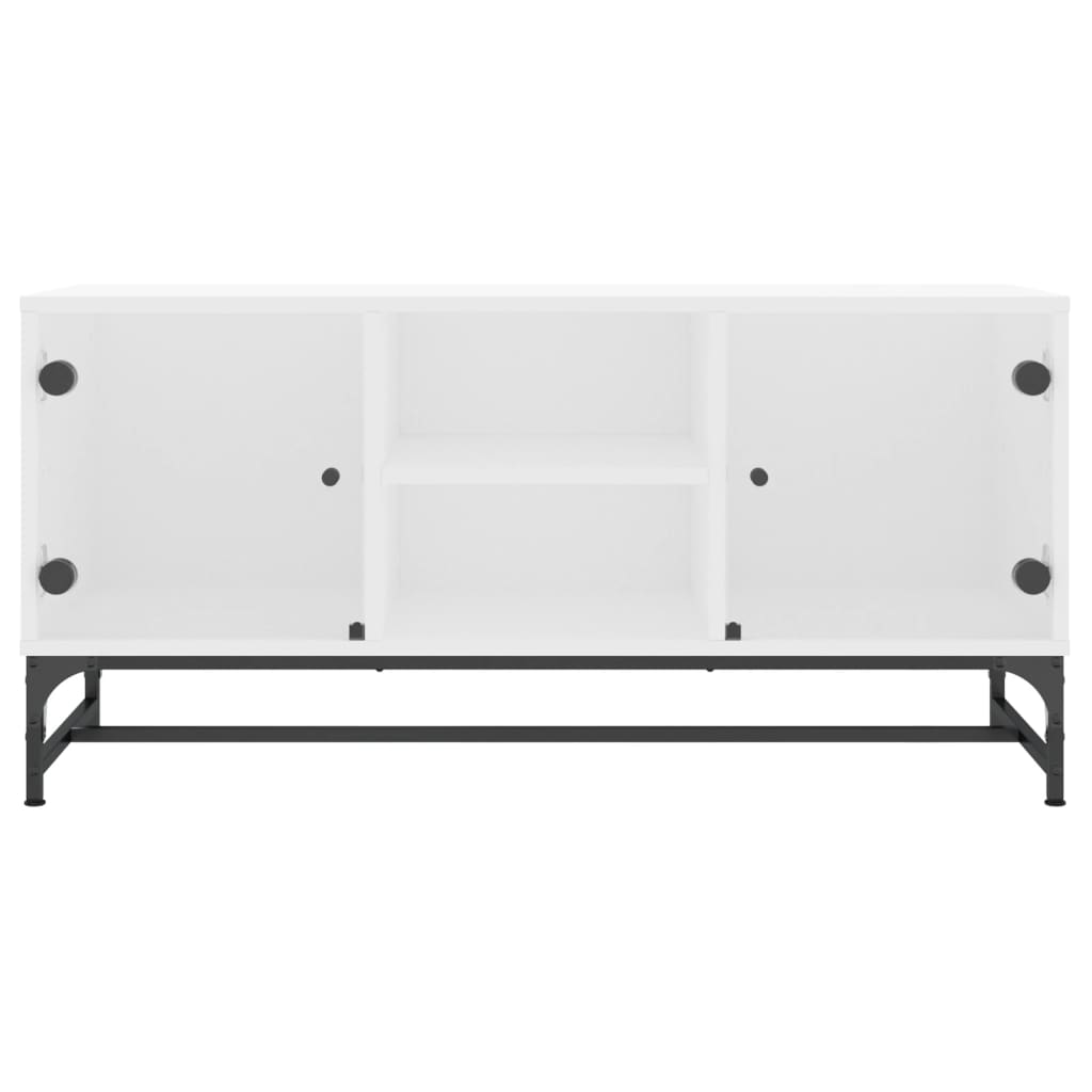 vidaXL Szafka TV ze szklanymi drzwiami, biała, 102x37x50 cm