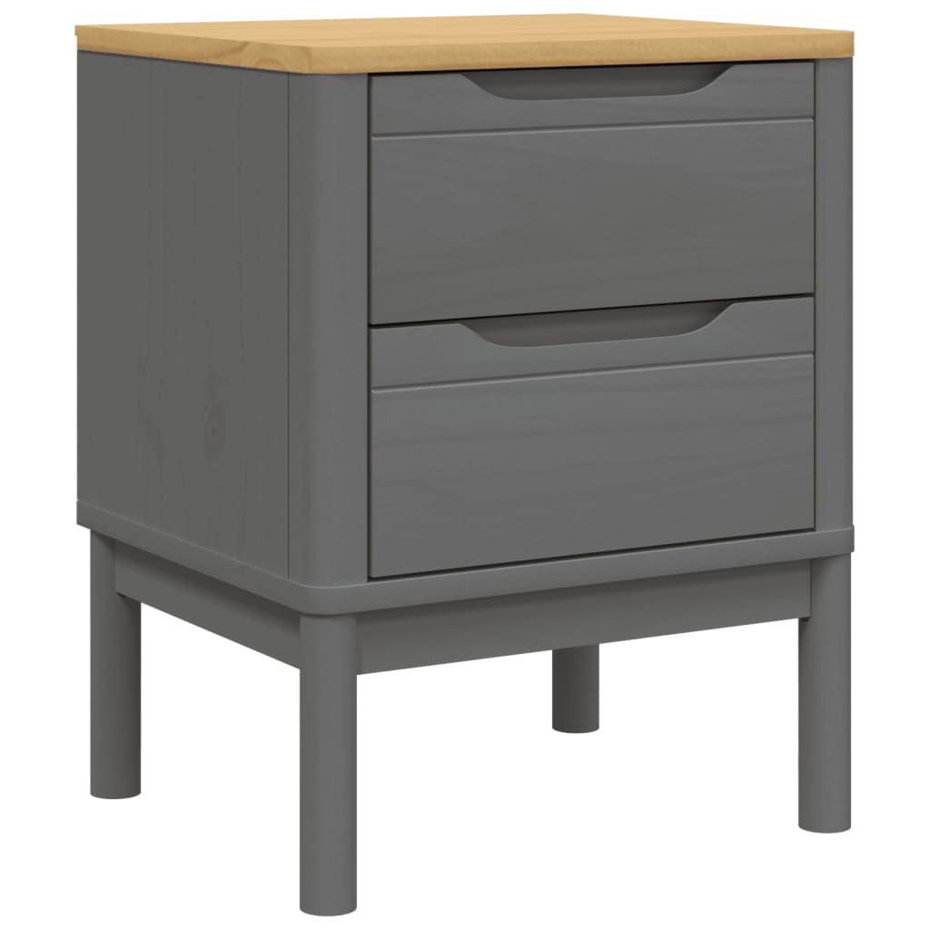 vidaXL Szafka nocna FLORO, szara, 45x39x57 cm, lite drewno sosnowe