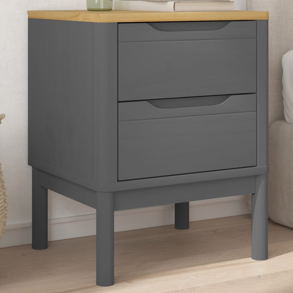 vidaXL Szafka nocna FLORO, szara, 45x39x57 cm, lite drewno sosnowe