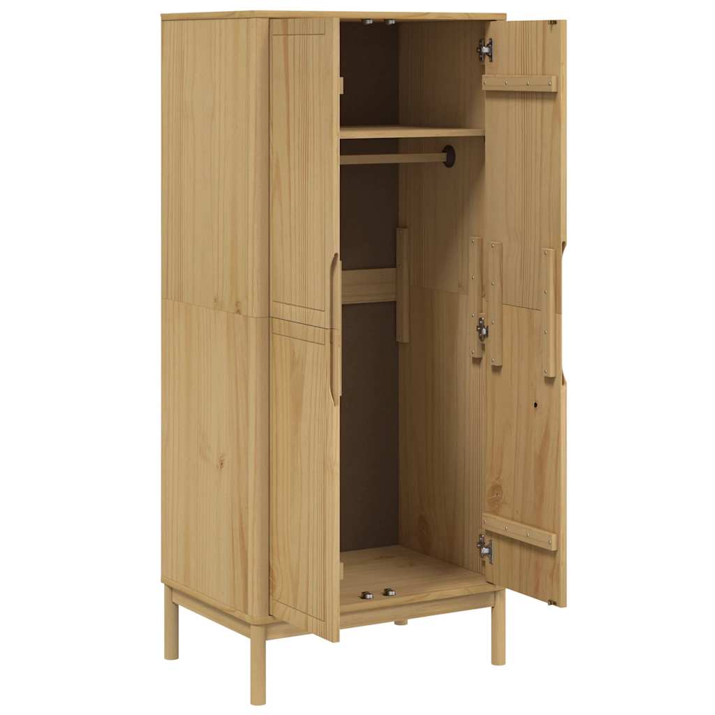 vidaXL Szafa FLORO, woskowy brąz, 77x53x171 cm, lite drewno sosnowe