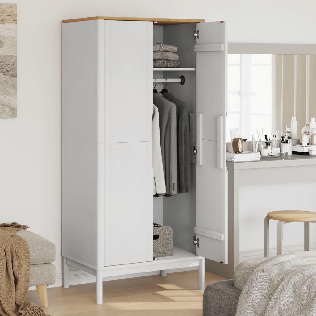 vidaXL Szafa FLORO, biała, 77x53x171 cm, lite drewno sosnowe