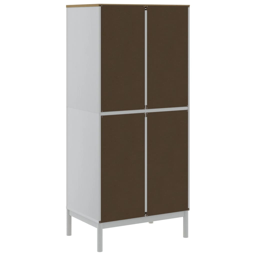 vidaXL Szafa FLORO, biała, 77x53x171 cm, lite drewno sosnowe