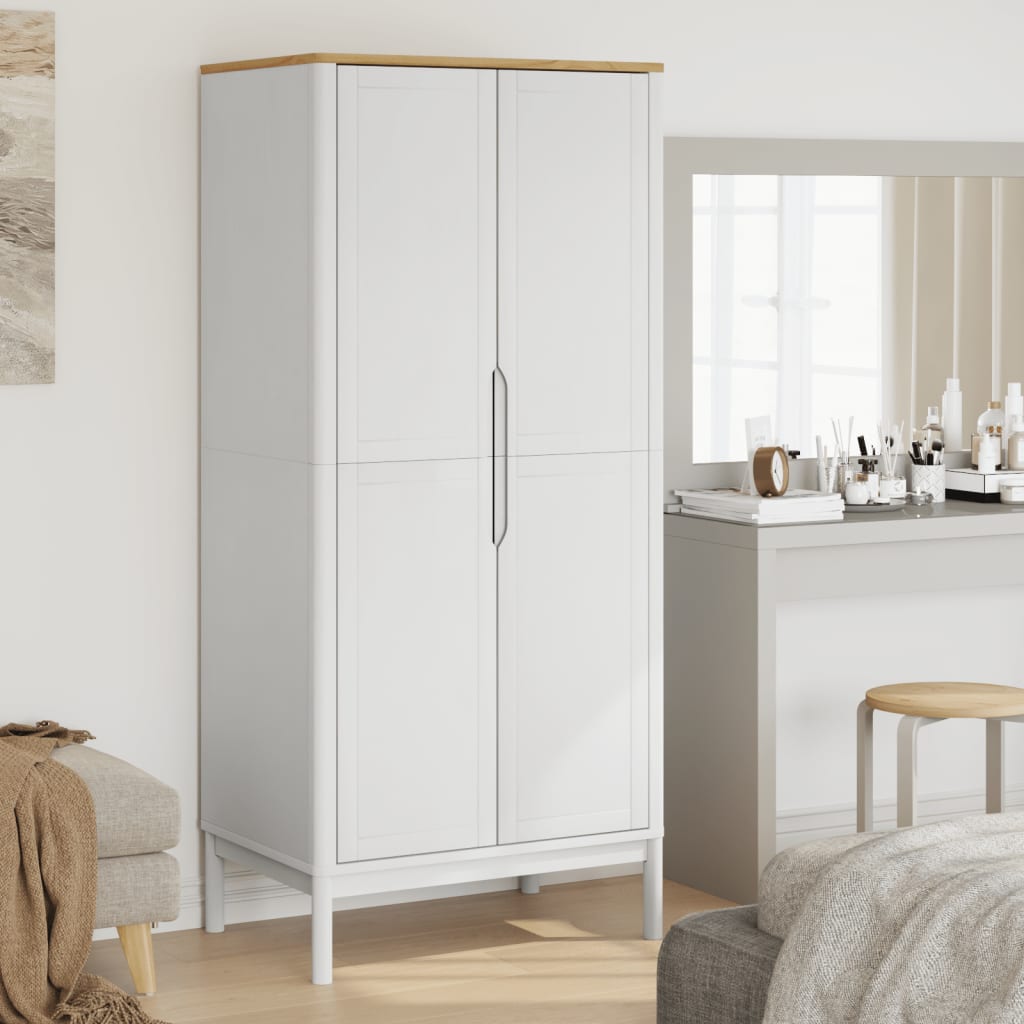 vidaXL Szafa FLORO, biała, 77x53x171 cm, lite drewno sosnowe
