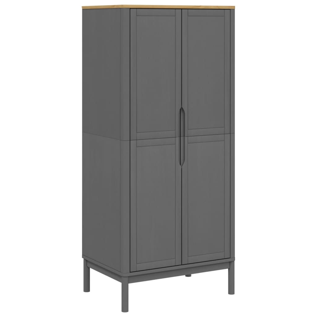vidaXL Szafa FLORO, szara, 77x53x171 cm, lite drewno sosnowe