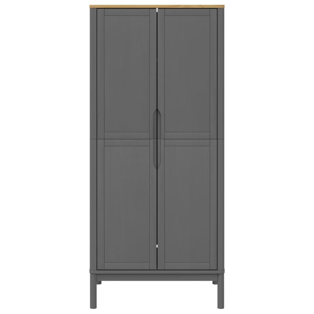 vidaXL Szafa FLORO, szara, 77x53x171 cm, lite drewno sosnowe