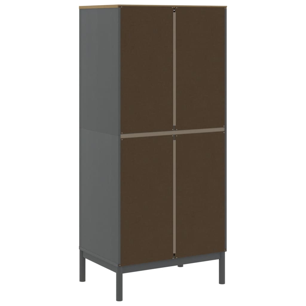 vidaXL Szafa FLORO, szara, 77x53x171 cm, lite drewno sosnowe