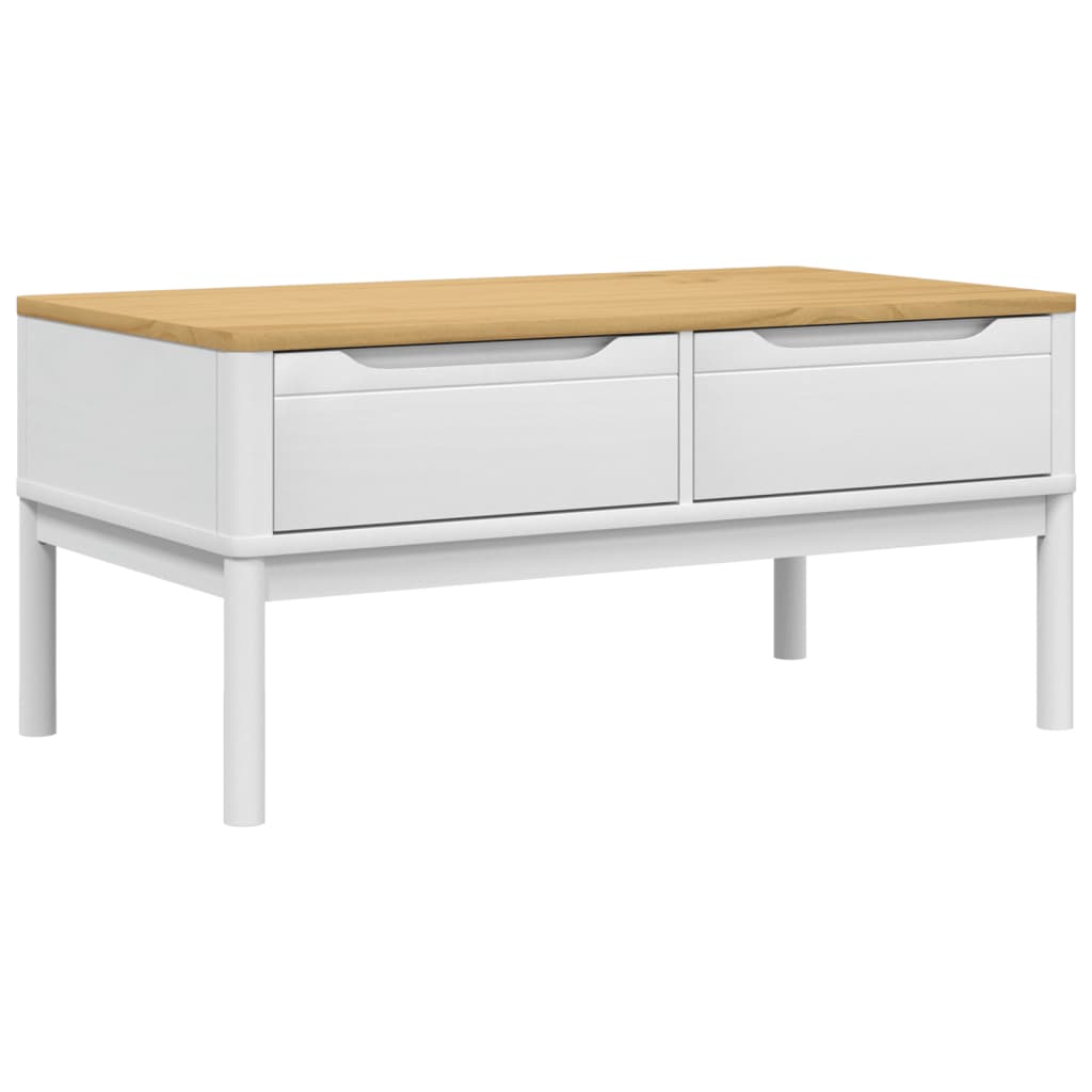 vidaXL Stolik kawowy FLORO, biały, 99x55,5x45 cm, lite drewno sosnowe