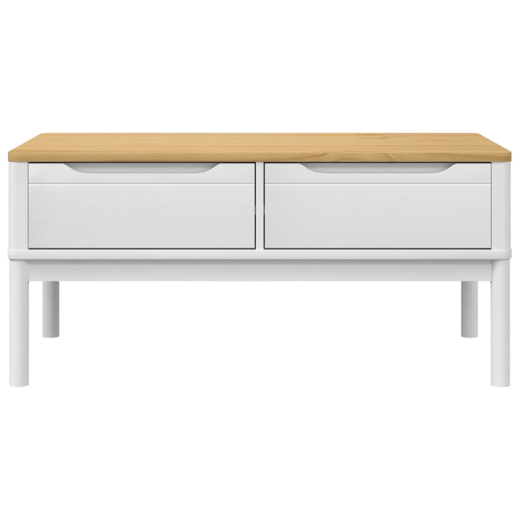 vidaXL Stolik kawowy FLORO, biały, 99x55,5x45 cm, lite drewno sosnowe