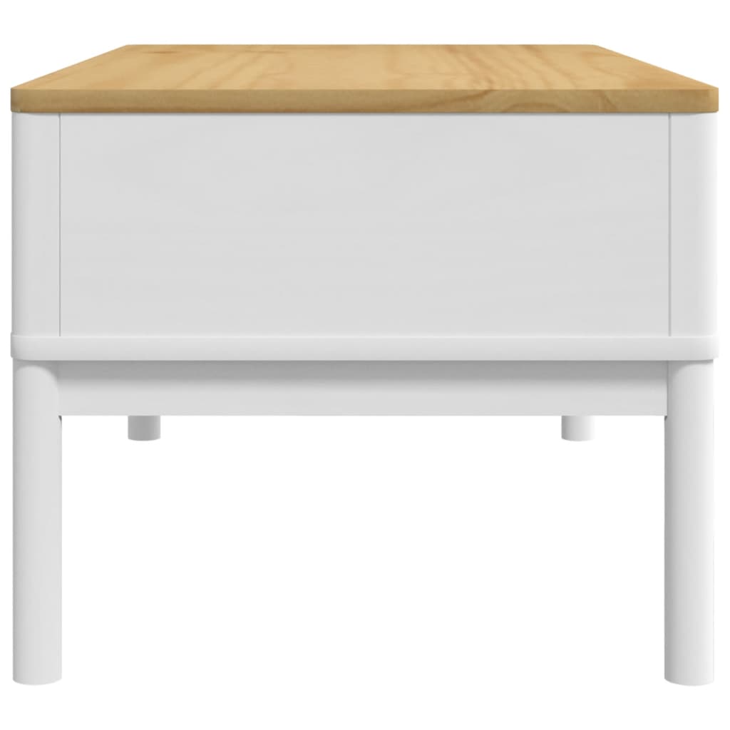 vidaXL Stolik kawowy FLORO, biały, 99x55,5x45 cm, lite drewno sosnowe