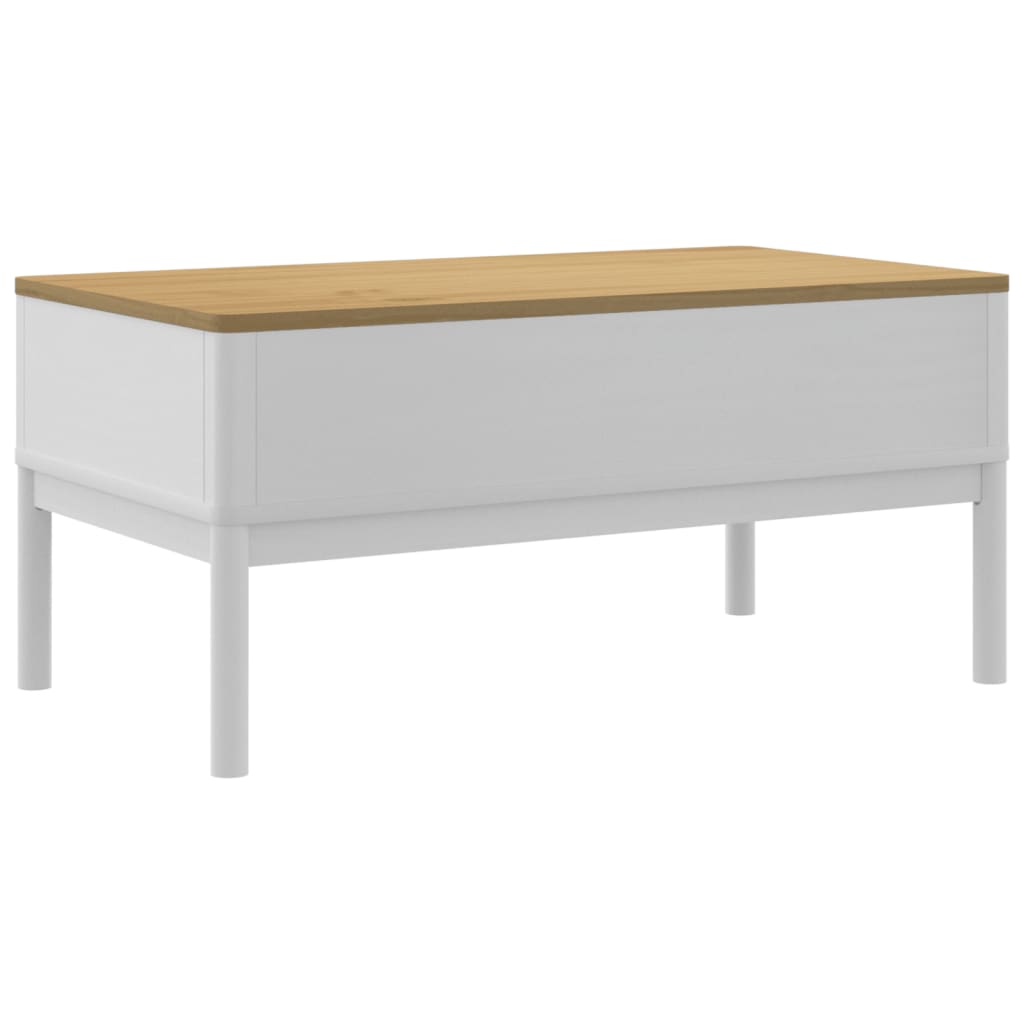 vidaXL Stolik kawowy FLORO, biały, 99x55,5x45 cm, lite drewno sosnowe