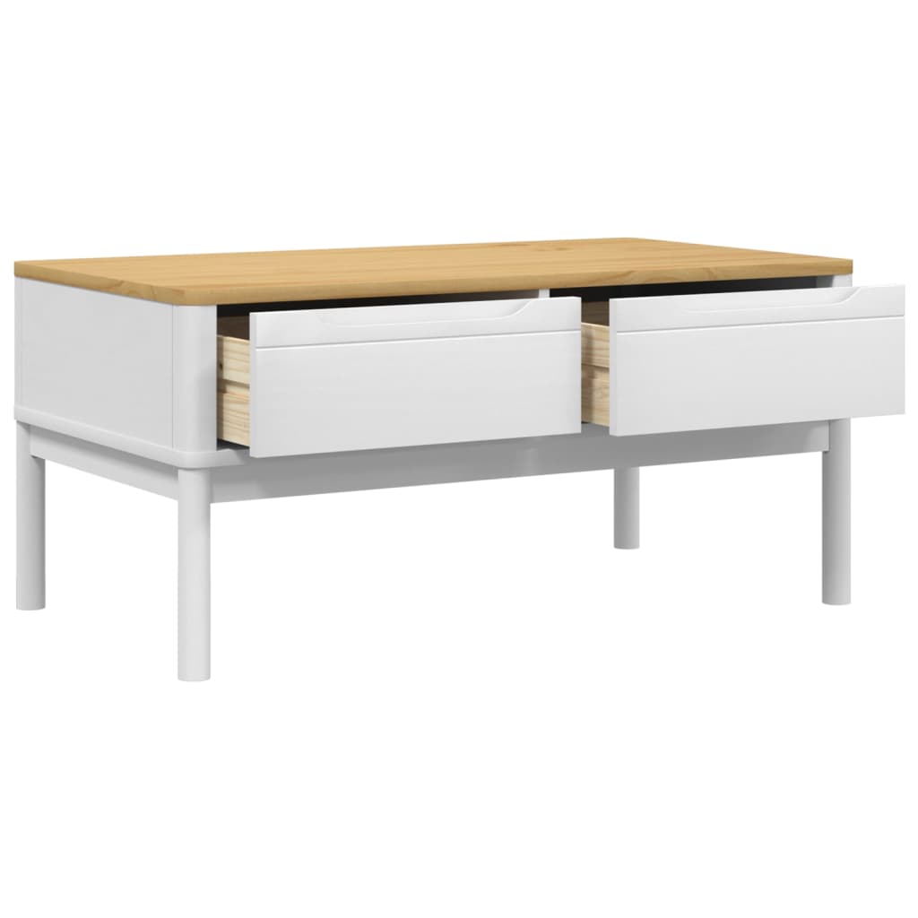vidaXL Stolik kawowy FLORO, biały, 99x55,5x45 cm, lite drewno sosnowe